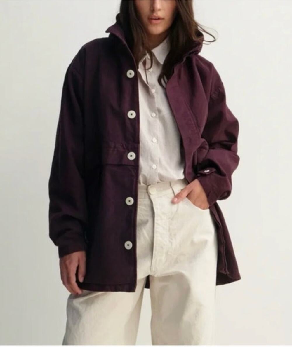 JESSE KAMM Sz XS/S Andover Hooded Jacket Vino Wine Cotton
